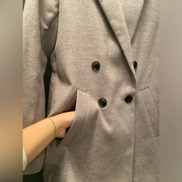H&M - Double Breasted Coat in Light Grey - Size 2 - Picture 5 of 11